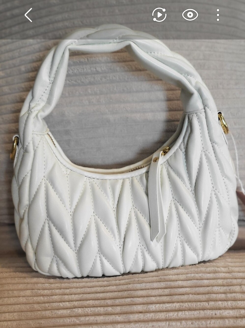 FREE GIFT W/Quilted White Shoulder Hobo Bag - Elegant Soft Leatherette # Ifykyk